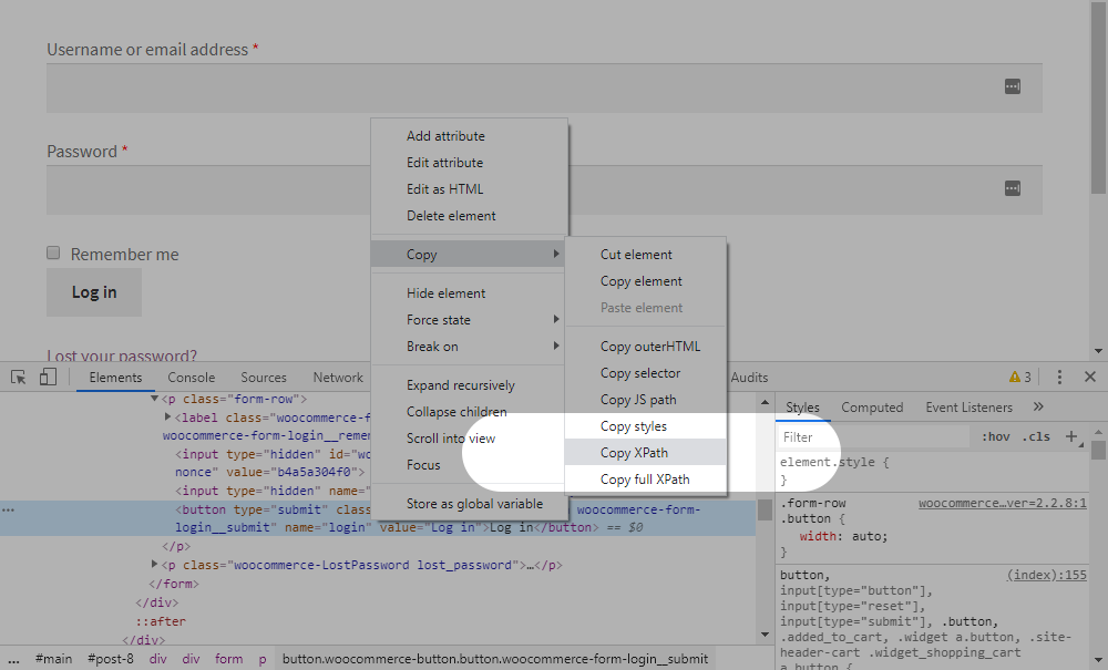 You will notice that the button doesn’t have an ID attribute. We can use the XPath selector to locate the…
