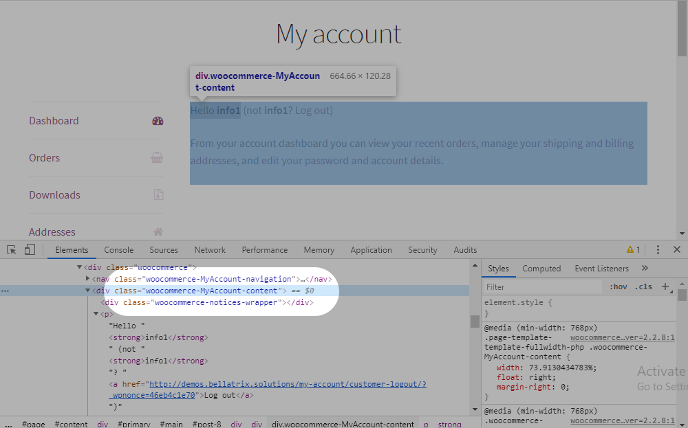 3.12 Inspect the “Hello info1” label. You will notice that it is wrapped in an HTML div element that holds the…