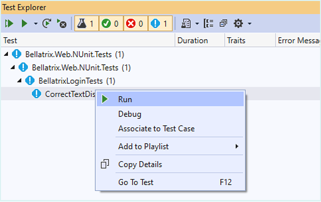4.2 Open Text Explorer and select your test. Right-click and click Run